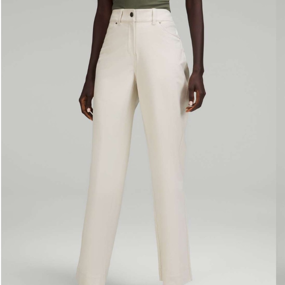Lululemon 28 City Sleek 5 Pocket Wide-Leg High-Rise Pant Light Utilitech Ivory - Picture 3 of 9